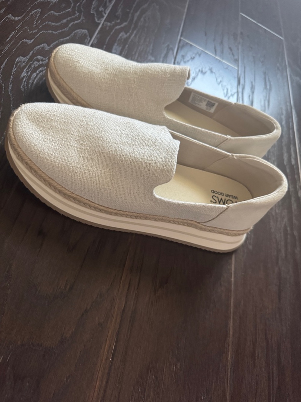 Toms Cream Slip-On Platform Espadrille